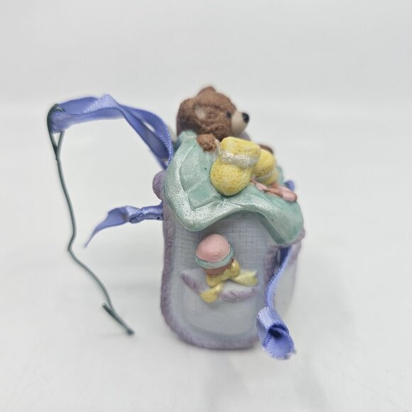 Vintage Hallmark Babys First Christmas Teddy Bear Tree Ornament Porcelain 2001 - Picture 4 of 12